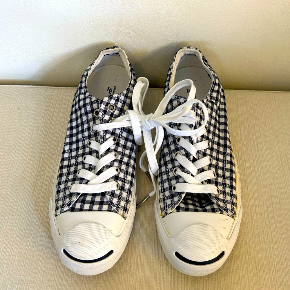 👟 NEW J.CREW x JACK PURCELL CONVERSE Vintage 00’s Metallic Gingham Sneakers